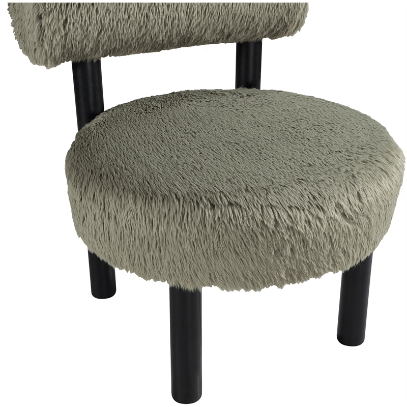 Bowery Hill Contemporary Green Vegan Shearling Fabric Upholstered Accent Chair