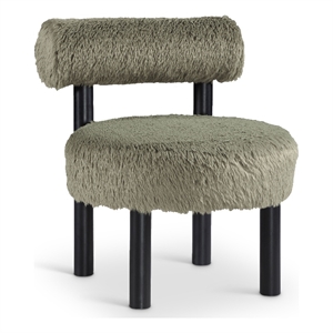 Bowery Hill Contemporary Green Vegan Shearling Fabric Upholstered Accent Chair