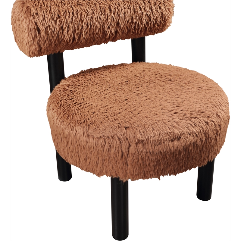 Bowery Hill Contemporary Saddle Vegan Shearling Fabric Upholstered Accent Chair
