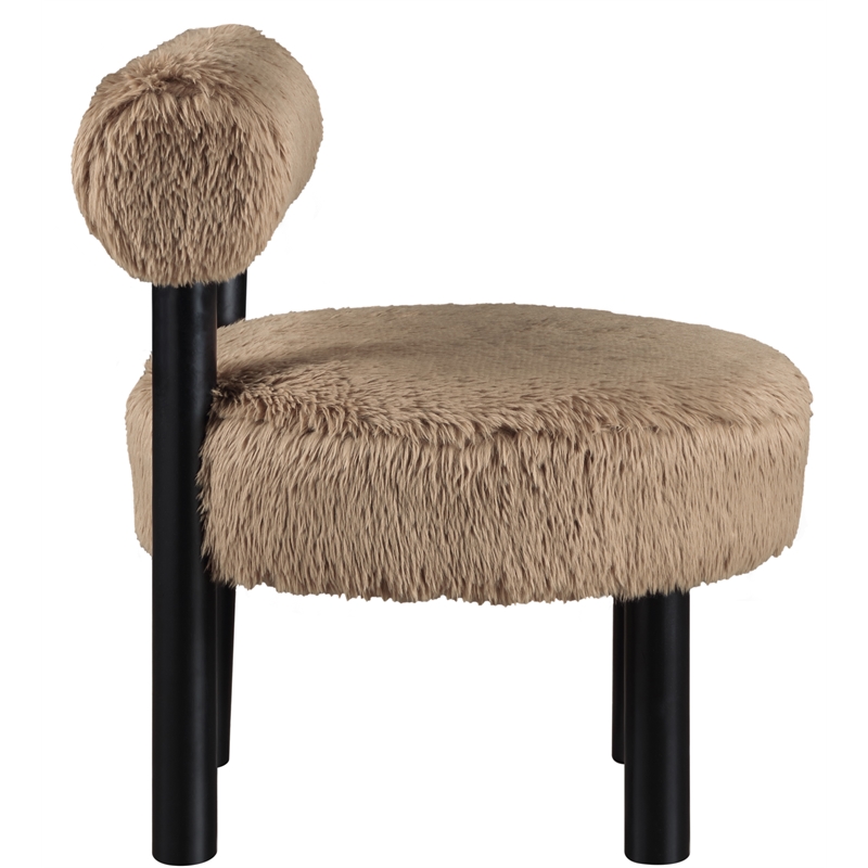 Bowery Hill Contemporary Tan Vegan Shearling Fabric Upholstered Accent Chair
