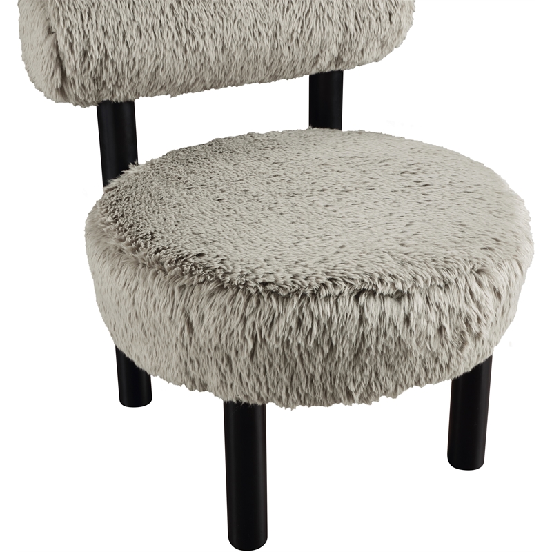 Bowery Hill Contemporary Taupe Vegan Shearling Fabric Upholstered Accent Chair