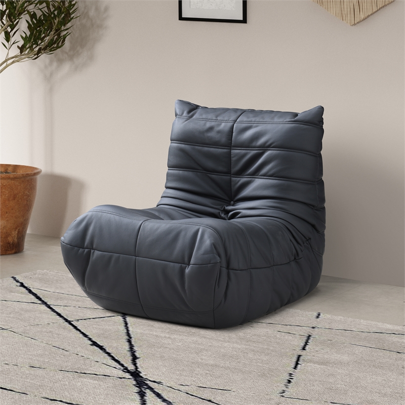 Bowery Hill Contemporary Black Vegan Leather Upholstered Chair