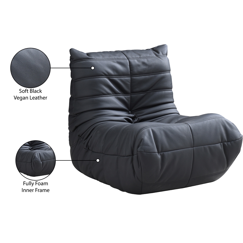 Bowery Hill Contemporary Black Vegan Leather Upholstered Chair