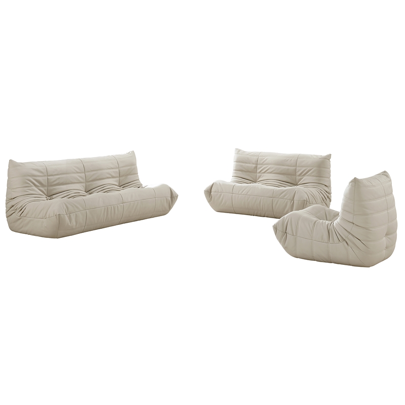 Bowery Hill Contemporary Cream Vegan Leather Upholstered Chair