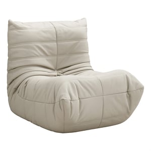 Bowery Hill Contemporary Cream Vegan Leather Upholstered Chair