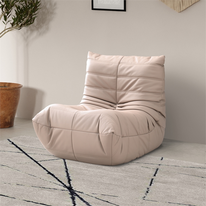 Bowery Hill Contemporary Tan Vegan Leather Upholstered Chair