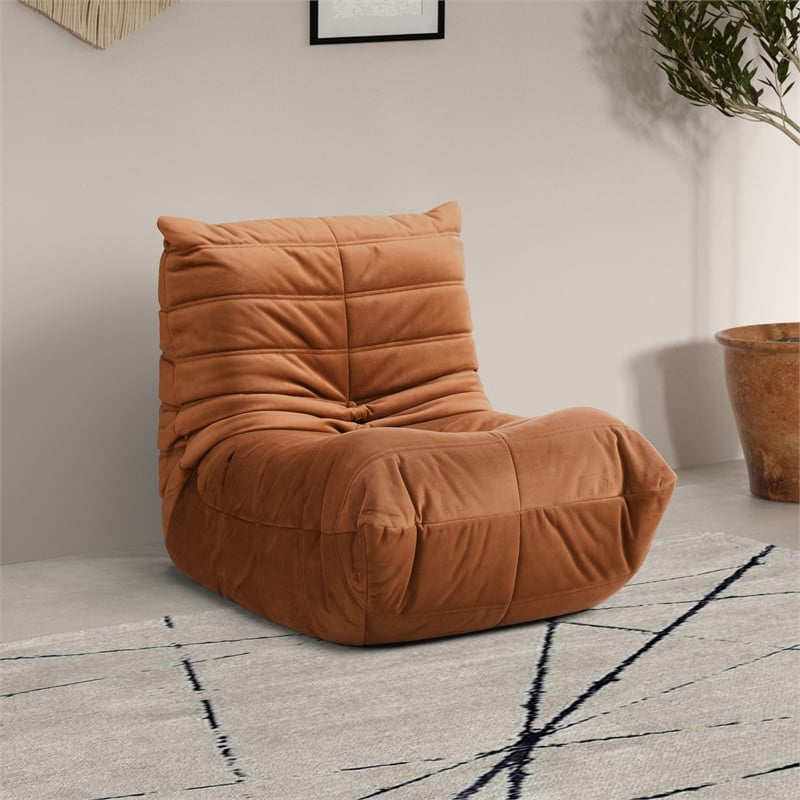 Bowery Hill Contemporary Soft Cognac Velvet Upholstered Chair