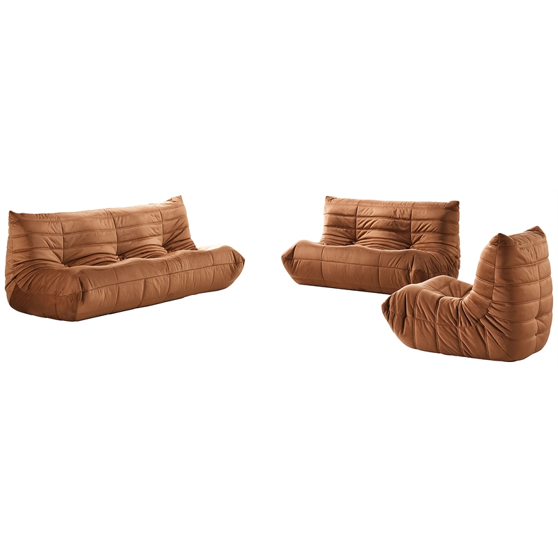 Bowery Hill Contemporary Soft Cognac Velvet Upholstered Chair