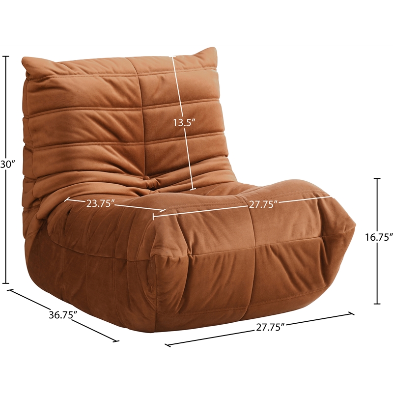 Bowery Hill Contemporary Soft Cognac Velvet Upholstered Chair
