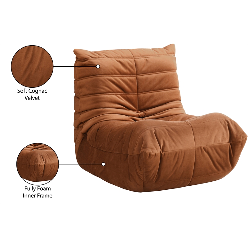 Bowery Hill Contemporary Soft Cognac Velvet Upholstered Chair