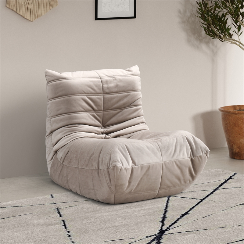 Bowery Hill Contemporary Soft Taupe Velvet Upholstered Chair