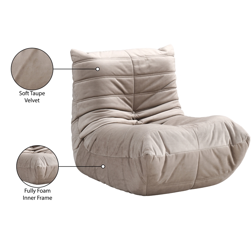 Bowery Hill Contemporary Soft Taupe Velvet Upholstered Chair