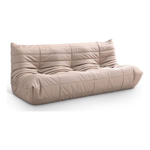 Bowery Hill Contemporary 77.75&quot Tan Vegan Leather Upholstered Sofa