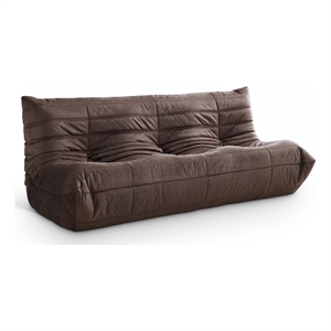 Bowery Hill Contemporary 77.75&quot Brown Velvet Upholstered Sofa