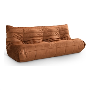 Bowery Hill Contemporary 77.75&quot Cognac Velvet Upholstered Sofa