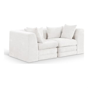 Bowery Hill Contemporary 76&quot Cream Chenille Fabric 2-Oiece Modular Loveseat