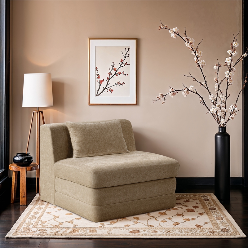 Bowery Hill Contemporary Beige Chenille Fabric Modular Chair