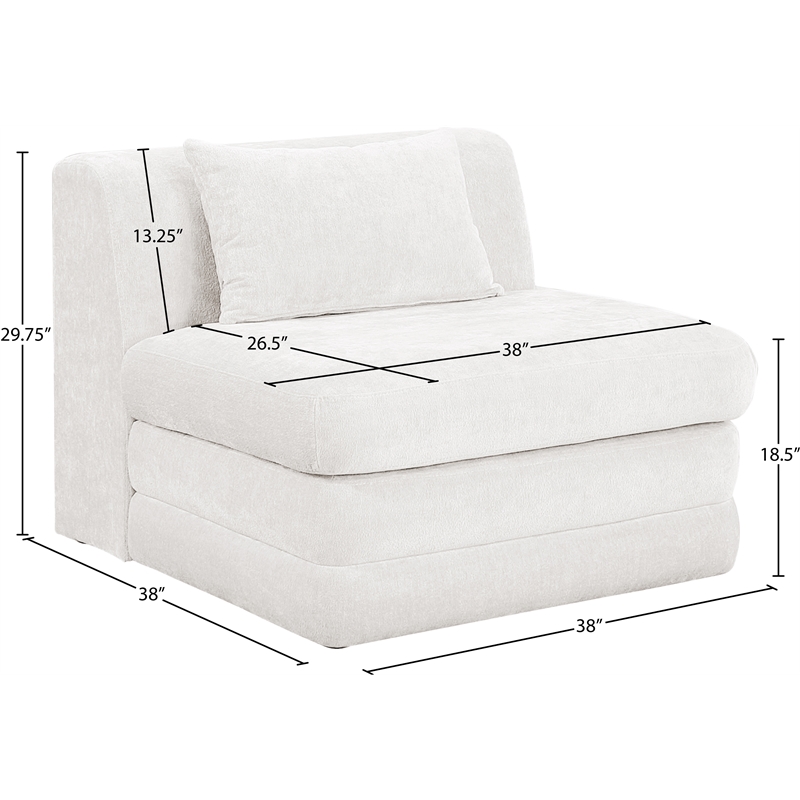 Bowery Hill Contemporary Cream Chenille Fabric Modular Chair