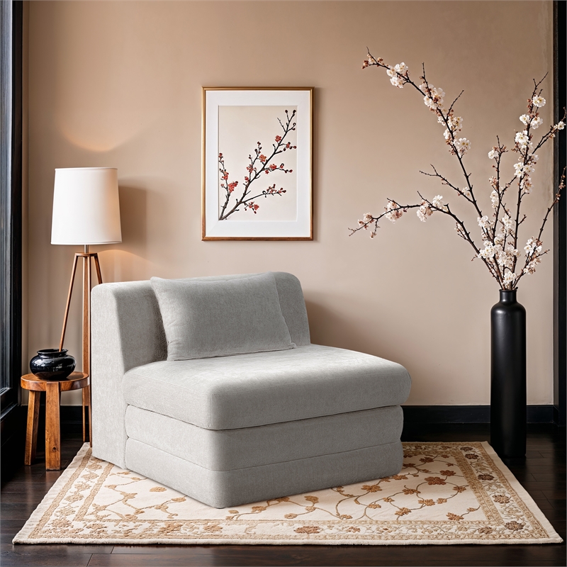 Bowery Hill Contemporary Cream Chenille Fabric Modular Chair