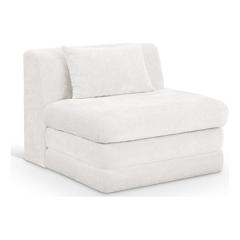 Bowery Hill Contemporary Cream Chenille Fabric Modular Chair