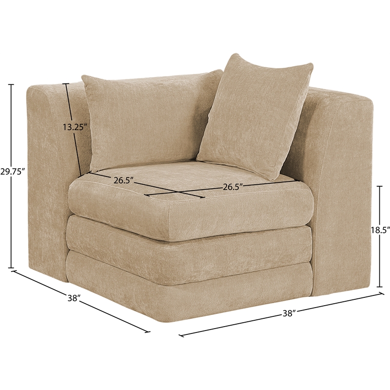 Bowery Hill Contemporary Beige Chenille Fabric Corner Modular Chair