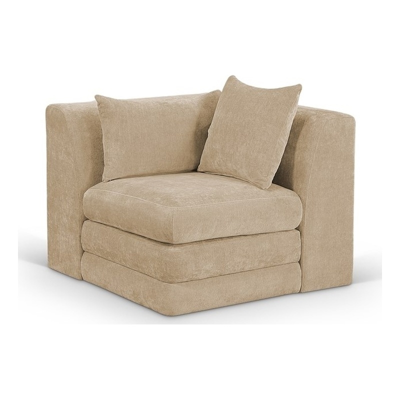 Bowery Hill Contemporary Beige Chenille Fabric Corner Modular Chair