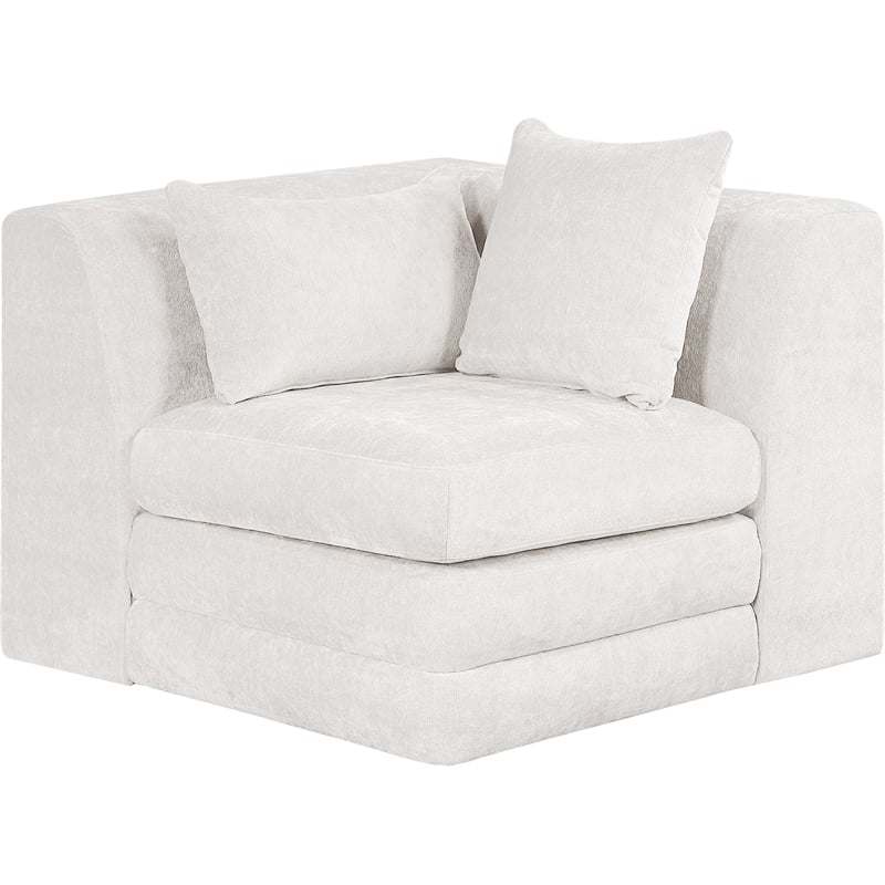 Bowery Hill Contemporary Cream Chenille Fabric Corner Modular Chair