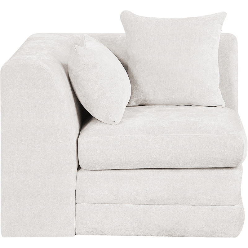 Bowery Hill Contemporary Cream Chenille Fabric Corner Modular Chair
