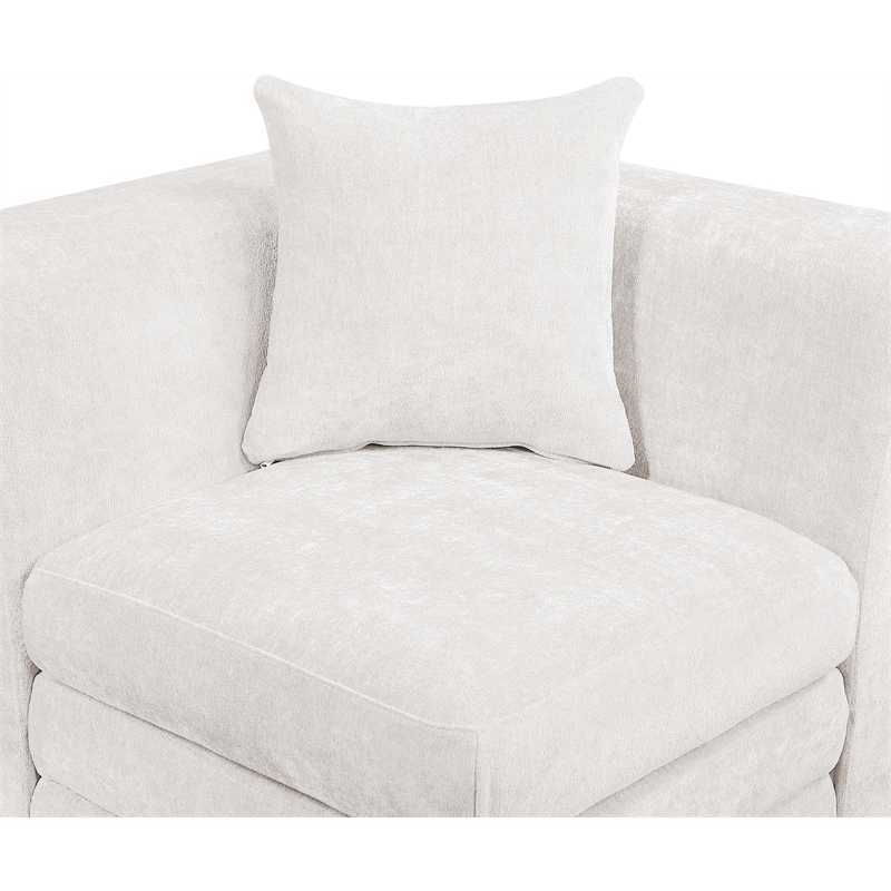 Bowery Hill Contemporary Cream Chenille Fabric Corner Modular Chair
