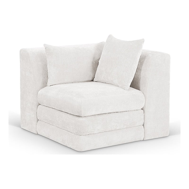Bowery Hill Contemporary Cream Chenille Fabric Corner Modular Chair