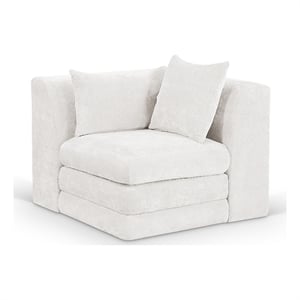 Bowery Hill Contemporary Cream Chenille Fabric Corner Modular Chair