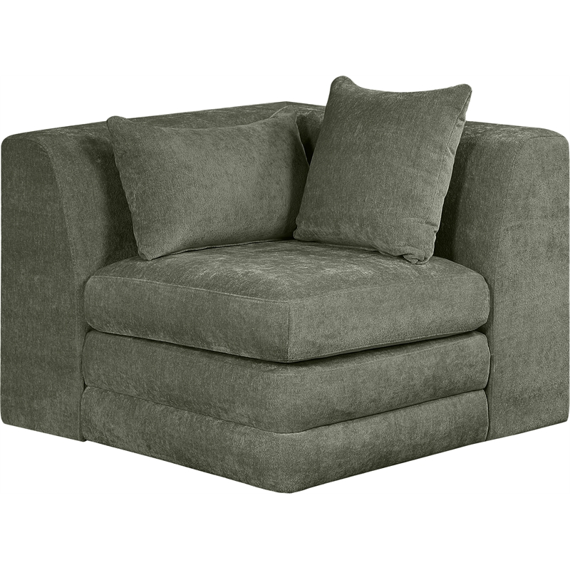 Bowery Hill Contemporary Green Chenille Fabric Corner Modular Chair