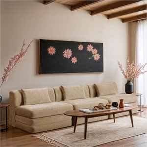 Bowery Hill Contemporary 114&quot Beige Chenille Fabric 3-Oiece Modular Sofa