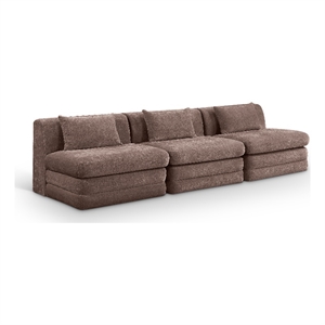 Bowery Hill Contemporary 114&quot Brown Chenille Fabric 3-Oiece Modular Sofa