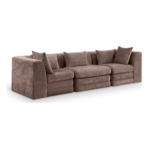 Bowery Hill Contemporary 114&quot Brown Chenille Fabric 3-Oiece Modular Sofa