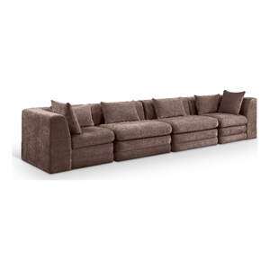 Bowery Hill Contemporary 152&quot Brown Chenille Fabric 4-Oiece Modular Sofa