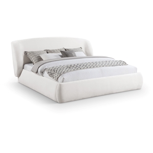Bowery Hill Contemporary Cream Chenille Fabric Upholstered Full Bed