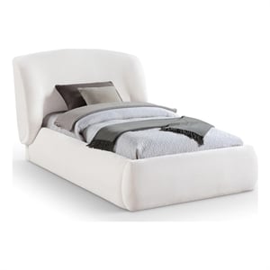 Bowery Hill Contemporary Cream Chenille Fabric Upholstered Twin Bed