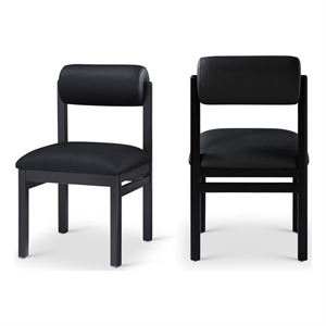 Bowery Hill Contemporary Black Vegan Leather Dining Chair (Set of 2)