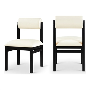 Bowery Hill Contemporary Cream Vegan Leather Dining Chair (Set of 2)