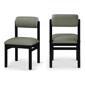 Bowery Hill Contemporary Green Vegan Leather Dining Chair (Set of 2)