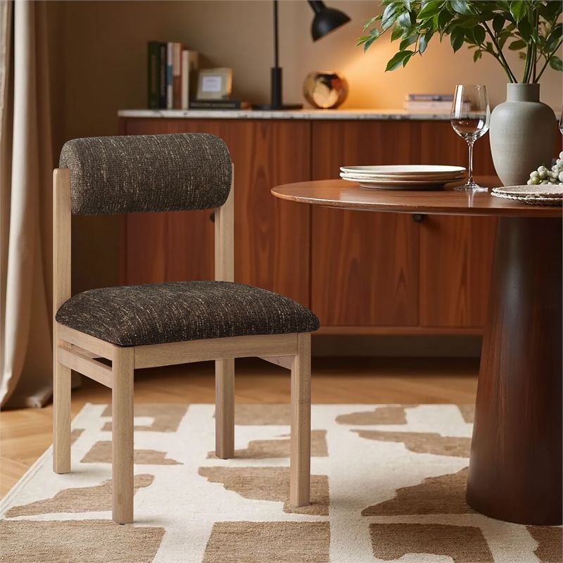 Bowery Hill Contemporary Brown Linen Textured Fabric Dining Chair (Set of 2)