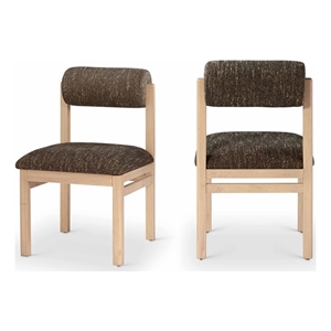 Bowery Hill Contemporary Brown Linen Textured Fabric Dining Chair (Set of 2)