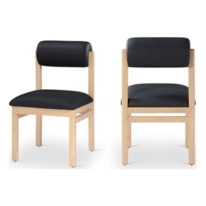 Bowery Hill Contemporary Black Vegan Leather Dining Chair (Set of 2)