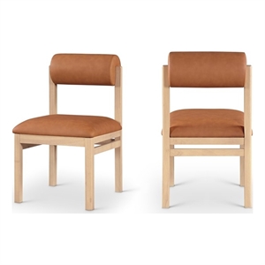 Bowery Hill Contemporary Cognac Vegan Leather Dining Chair (Set of 2)