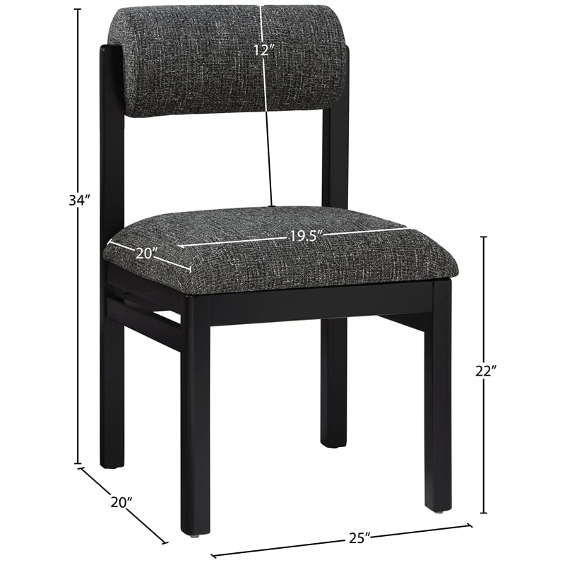 Bowery Hill Contemporary Black Linen Textured Fabric Dining Chair (Set of 2)
