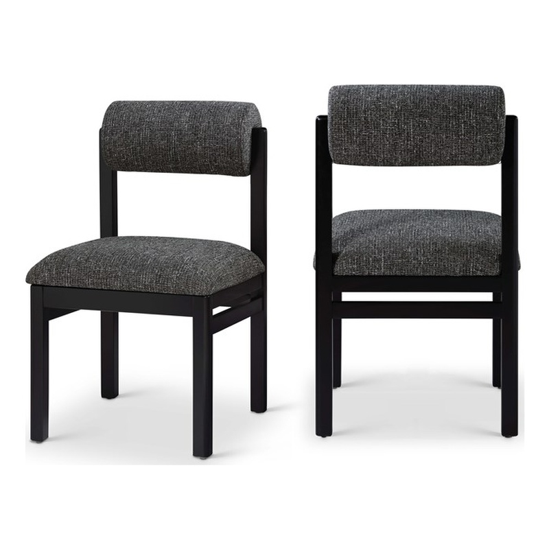 Bowery Hill Contemporary Black Linen Textured Fabric Dining Chair (Set of 2)