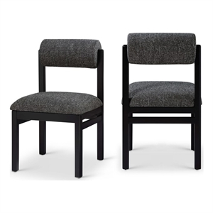 Bowery Hill Contemporary Black Linen Textured Fabric Dining Chair (Set of 2)