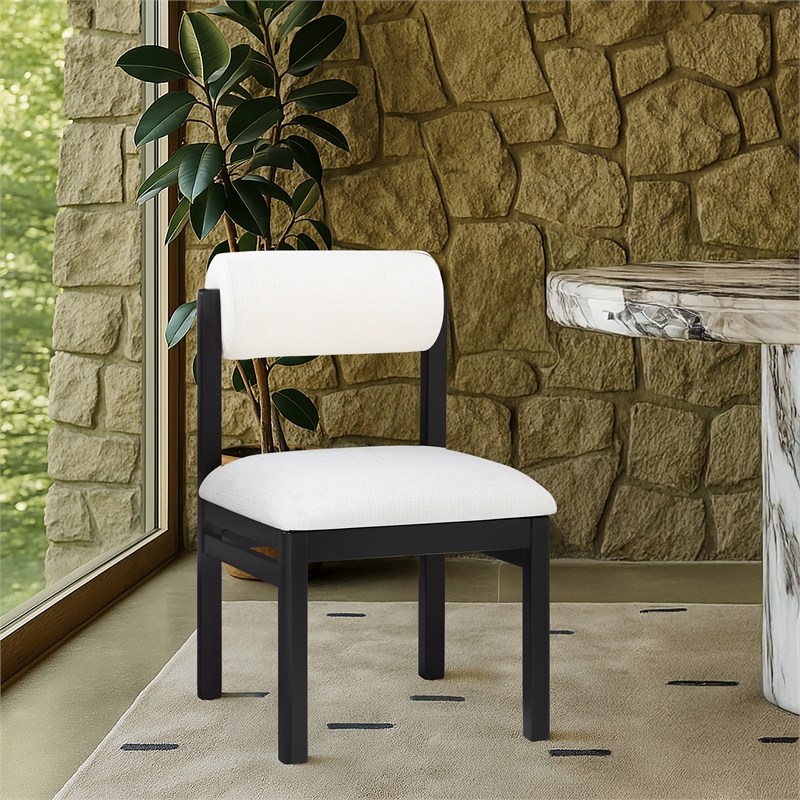 Bowery Hill Contemporary Cream Linen Textured Fabric Dining Chair (Set of 2)