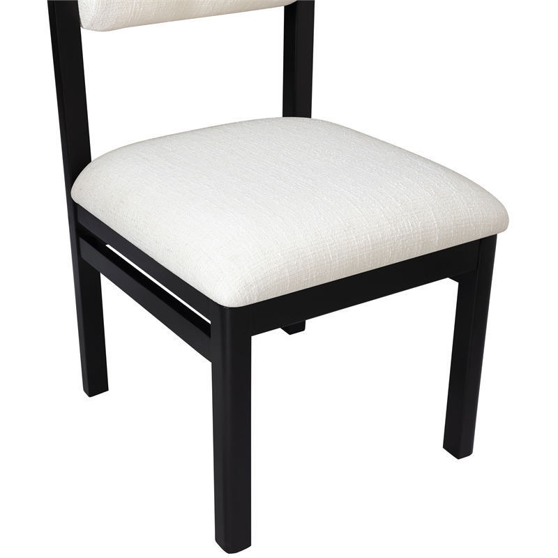 Bowery Hill Contemporary Cream Linen Textured Fabric Dining Chair (Set of 2)
